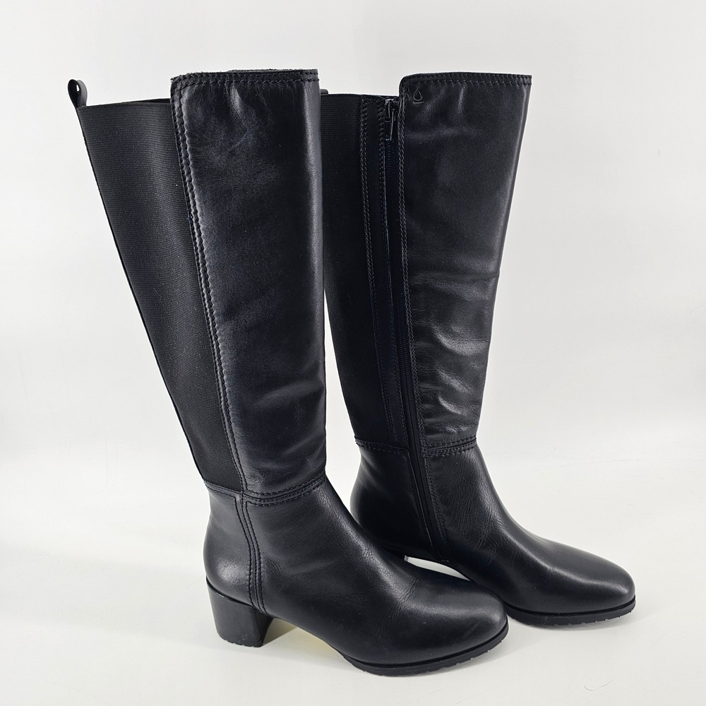 Naturalizer Brent Knee High Boots 8.5M Black Leather Waterproof Block Heel NWOB